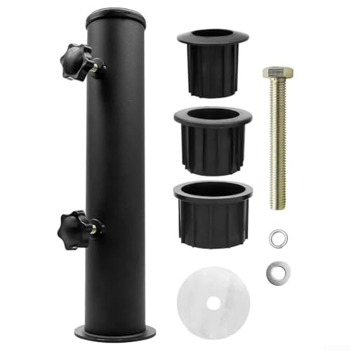 Sonnenschirmständer für den Außenbereich, Ständer, Schirmhalter mit 3 PVC-Rohrhülsen, Edelstahl-Bodenhalterung für Garten, Terrasse, Strand, Pool von YJDOORPLAY