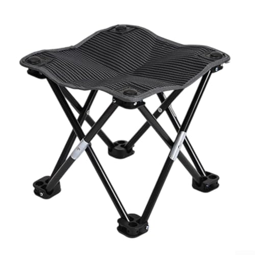 Tragbarer zusammenklappbarer Campinghocker Outdoor Klappsitz Stativ Slacker Stuhl mit Tragetasche 600D Oxford-Gewebe verdickte Rohre leicht für Camping Angeln Wandern Picknicks schwarz von YJDOORPLAY