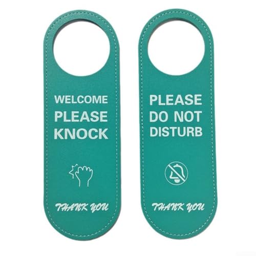 Türschild aus Leder, Aufschrift "Do Not Disturb", doppelseitig, wendbar, Produktivitätssteigerung, Zuhause, Arbeitszimmer (grün) von YJDOORPLAY