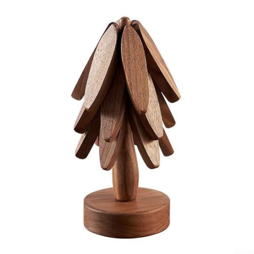 Untersetzer in Baumform aus Holz, für heiße Gerichte, Töpfe und Pfannen, hitzebeständige faltbare Holzmatten zum Schutz der Küchen-Esstisch-Arbeitsplatten vor Hitzeschäden (B) von YJDOORPLAY