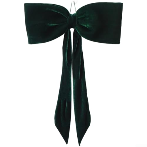 Weihnachtsbaumschmuck mit Samtschleife zum Aufhängen am Fenster, lange Größe, aus weichem, elegantem Stoff (40 cm grün) von YJDOORPLAY