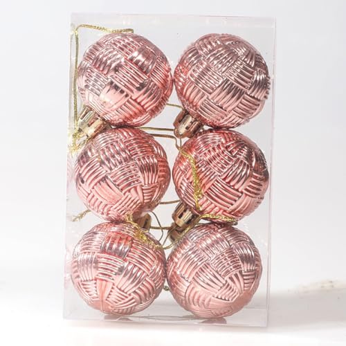 Weihnachtskugel-Set mit 6 gemischten Kugeln zur Verschönerung Ihres festlichen Baumdekors (Roségold) von YJDOORPLAY