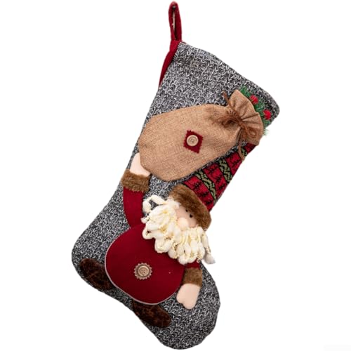 Weihnachtsstrumpf Ornament Weihnachtsmann Rentier Schneemann Design Große Stoff Süßigkeiten Tasche Dekorative Hängende für Kamin Wand Fenster Regal Heimdekoration (A) von YJDOORPLAY