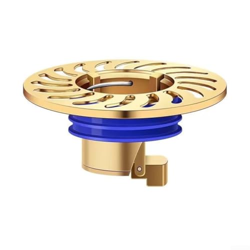 YJDOORPLAY Anti-Rückfluss Bodenablauf Haarfänger Duschablauf Abdeckung für Badezimmer Küche Abwassersystem Messingkonstruktion selbstschließender Abflussstopfen Entwässerungslösung Gold Silber (Gold) von YJDOORPLAY