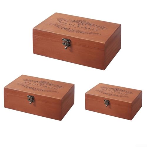 YJDOORPLAY Aufbewahrungsbox aus Holz mit Schloss, Retro-Stil, Aufbewahrungskiste für Briefe, Dokumente, Schmuck, Sammlerstücke, Schatz-Organizer für Schlafzimmer, Büro, Küche, Badezimmer (L) von YJDOORPLAY