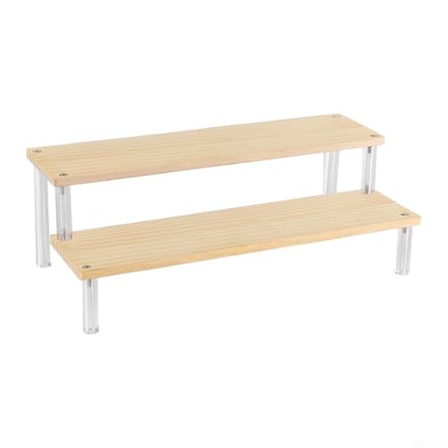 YJDOORPLAY Mehrschichtiger Präsentationsständer aus Holz aus Acryl für Blindboxen, Figuren, Thekenregal, 20–50 cm, platzsparendes Regal (2 Ebenen 30 cm) von YJDOORPLAY