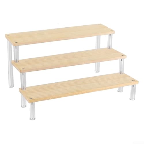 YJDOORPLAY Mehrschichtiger Präsentationsständer aus Holz aus Acryl für Blindboxen, Figuren, Thekenregal, 20–50 cm, platzsparendes Regal (3 Ebenen, 50 cm) von YJDOORPLAY