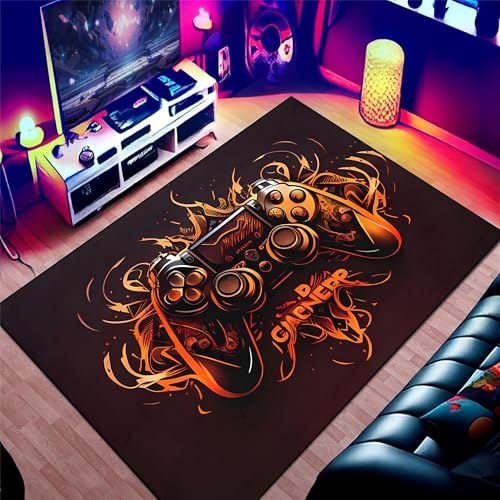 YJDRUG 70x140 cm 3D-Game-Controller-Teppich für Jungen-Schlafzimmer – rutschfeste, farbenfrohe Bodenmatte für Gamer-Zimmer & Wohnzimmer | Bunter Gaming-Deko-Teppich | Waschbar von YJDRUG