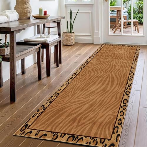 YJDRUG Vintage Leopard Teppich 80x220 cm - Rutschfester Stammesmuster Teppich mit Gummirückseite für Flur, Treppen, Schlafzimmer & Küche - Waschbare Eingangsmatte mit Tribal Design YJDRUG Vintage Leopard Teppich 80x220 cm - Rutschfester Stammesmuster Teppich mit Gummirückseite für Flur, Treppen, Schlafzimmer & Küche - Waschbare Eingangsmatte mit Tribal Design von YJDRUG