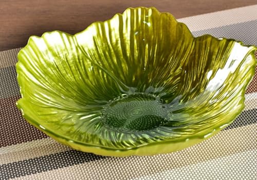 YJDZ Nordische moderne Obstschale aus Kristallglas, Perlglanz-Blumenform, großer dekorativer Snackteller für den Haushalt (Messing, 19 x 4,8 cm) von YJDZ