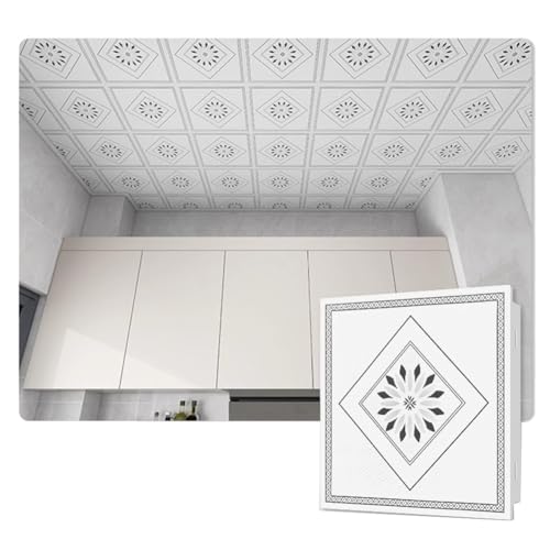 YJEUZCD Aluminium Decke Fliese, Waschbar Zwickel Platte, Innere Küche Dach Büro Keller Wohnzimmer Glatt Schmücken Abdeckung Panel, Kein Zubehör(White-A,30pcs-30x60cm) von YJEUZCD