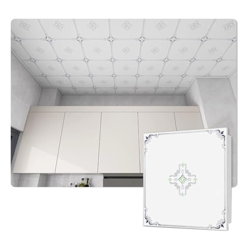 YJEUZCD Aluminium Decke Fliese, Waschbar Zwickel Platte, Innere Küche Dach Büro Keller Wohnzimmer Glatt Schmücken Abdeckung Panel, Kein Zubehör(White-E,30pcs-30x60cm) von YJEUZCD