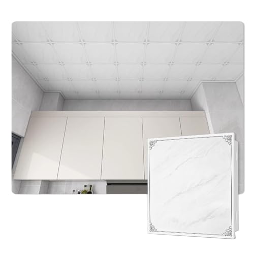 YJEUZCD Aluminium Decke Fliese, Waschbar Zwickel Platte, Innere Küche Dach Büro Keller Wohnzimmer Glatt Schmücken Abdeckung Panel, Kein Zubehör(White-I,5pcs-30x60cm) von YJEUZCD