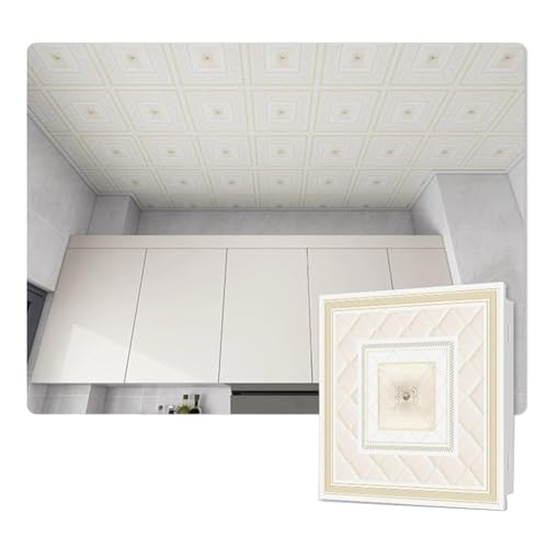 YJEUZCD Decke Fliesen, Aluminium Dekorativ Wandpaneel, Glatt Innere Dach Wiederverwendbar Installation Zwickel Platte, Küche Badezimmer Keller Abdeckung Blatt(Beige-B,30pcs-30x60cm) von YJEUZCD