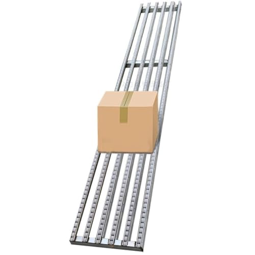 YJEUZCD Walze Ständer Leichte Ausführung Schwerkraft Förderer, Teilbar Rolle Förderer Rutschen, Tragbar ABS Kunststoff Rolle, Transport Box Linie Entladen Riemenscheibe(Silver-(W) 50cm,(L) 120cm) von YJEUZCD