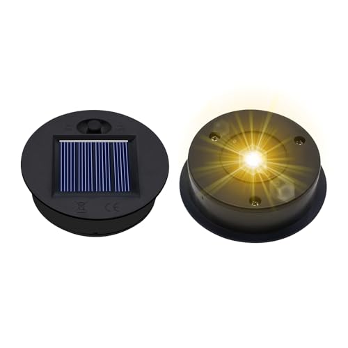 YJFWAL 2-Pack Solar Lichter Ersatzteile, 7cm Deckel Lichter Ersatzteil 7 Lumen Warme weiße LED wasserdichte Ersatz Top Kit für DIY hängende Laternen im Freien von YJFWAL