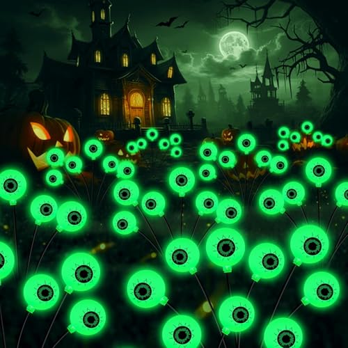 4 Stück Halloween Deko Licht Outdoor, 6 LED Augäpfel Grüne Halloween LED Lichter Solar Gartenlichter Dekoration Lichterkette für Draußen Innen Spukhäuser und Partyzubehör Solarlampen für Außen 4 Stück Halloween Deko Licht Outdoor, 6 LED Augäpfel Grüne Halloween LED Lichter Solar Gartenlichter Dekoration Lichterkette für Draußen Innen Spukhäuser und Partyzubehör Solarlampen für Außen von YJFWAL