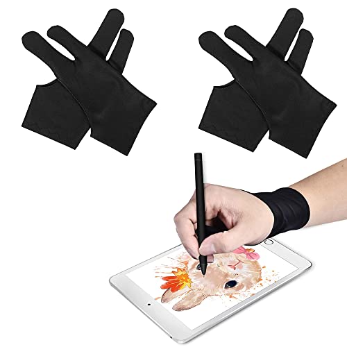 4 Stück Zwei Finger Verdickungs Handschuhe Künstler Handschuhe Drawing Glove Tablet Malen Handschuh Für Grafiktablett iPad Display Kunstmalerei Oberflächenschutz für sowohl rechte als auch Linke Hand von YJFY