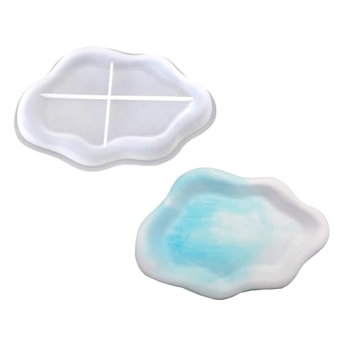 YJFY 1 Stück Tray Silikonform Silikonform Teller Schmuckaufbewahrung Teller Silikonformen Silikonform Tablett Zur Herstellung von Aufbewahrungsschalen, Ablagefächern, Display-Tabletts (Wolken) von YJFY