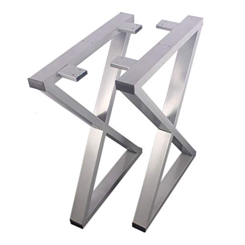 YJHQSS X-förmiger Tischbeinrahmen aus Eisen/Möbelbeine aus Industriestahl/Schwarz-Silber/Kühnes Stahlrohr für stabilen Halt/Verwendet für DIY-Möbeltischbeine, Couchtischbeine (2X Silber 50x72,5 cm) von YJHQSS