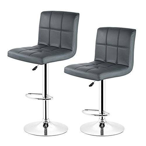 YJIIJY Barhocker 2er Set Rückenlehne höhenverstellbar mit fußstütze (92-112) cm (grau) von YJIIJY