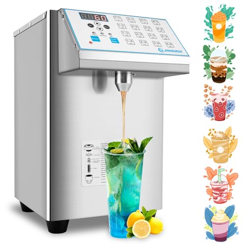 YJINGRUI Fruktosespender Sirupspender 8.5L Edelstahl Fruktose Spender Blasentee Fruktosespender Sirup Spender Maschine 360W 220V von YJINGRUI