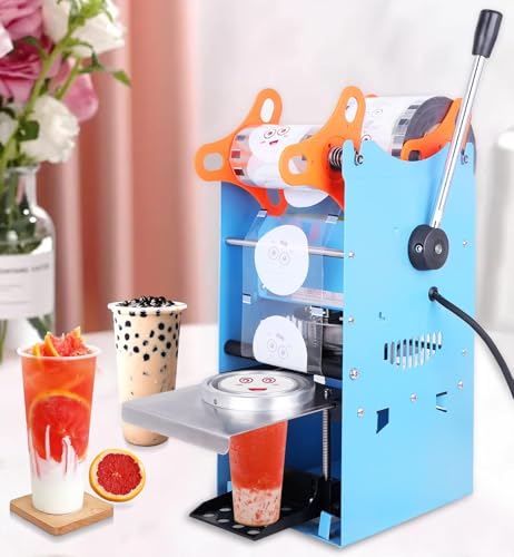 YJINGRUI Versiegelungsmaschine Bubble Tea Milchtee Versiegelungsmaschine Becher Versiegelungsmaschine Cup Sealing Machine für 90/95mm Durchmesser Becher 220V von YJINGRUI