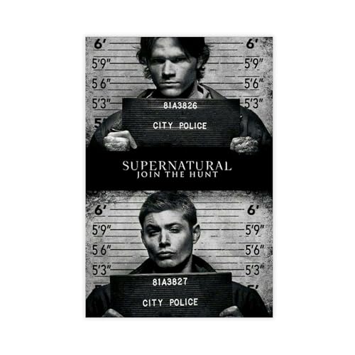 YJJGLZC Supernatural Mugshot Dean und Sam Wincheste Poster, Leinwandposter, Wandkunst, Dekordruck, Bild Gemälde für Wohnzimmer, Schlafzimmer, Dekoration, 50 x 75 cm von YJJGLZC