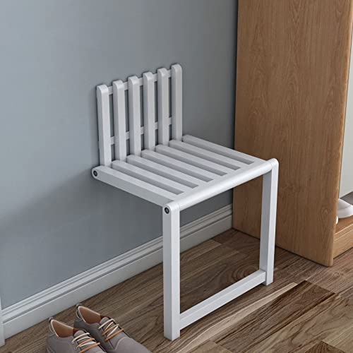 An Der Wand Montierter Schuhwechselhocker, Klappstühle Klappschuhhocker, 150 Kg Tragend, Verdeckter Verandastuhl Duschhocker Duschsitz Schlanker MiniWandhocker Einfache Installation ( Color : White ) von YJJT