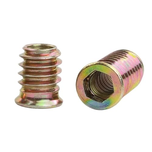 10 Stück Innensechskant-Gewindeeinsätze aus verzinktem Stahl, eingebettete E-Muttern for Möbel, Holz, Bett, Schrank(M8X30MM) von YJQHODY