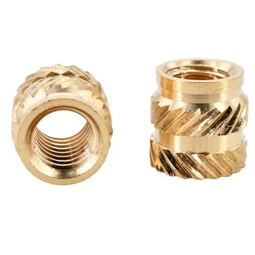 200 Stück Messing-Wärmefixiermuttern, doppelt gerändelt, Hot-Melt-Montagemuttern mit doppeltem Rändelgriff(M5X6X8MM) von YJQHODY