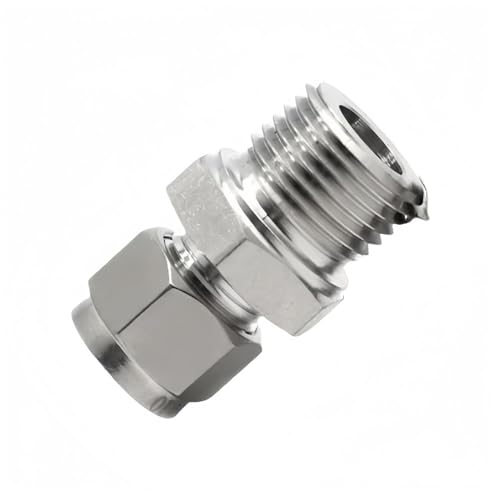 YJQHODY Metall-Anschlussadapter, Kompressions-Doppelhülsenverbindung aus Edelstahl 304, passend for Rohraußendurchmesser 6–14 mm, 1 Stück(8MM*1/2INCH) von YJQHODY