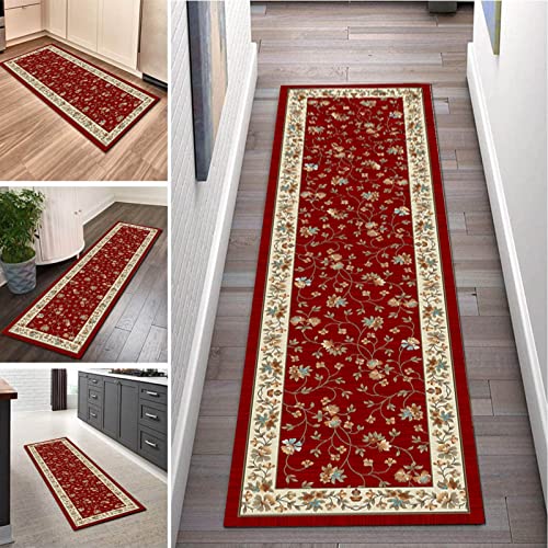 Läufer Teppich Flur rutschfest Teppichläufer, traditioneller roter Teppichläufer rutschfeste waschbare Läufermatte für Kücheneingang, Korridor lange Teppichläufer, 1,5 m, 2 m, 300 cm, 4 m, 5 m, 6 m Läufer Teppich Flur rutschfest Teppichläufer, traditioneller roter Teppichläufer rutschfeste waschbare Läufermatte für Kücheneingang, Korridor lange Teppichläufer, 1,5 m, 2 m, 300 cm, 4 m, 5 m, 6 m von YJRBZ