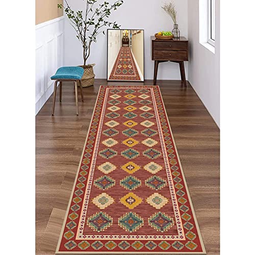 Läufer Teppich Flur rutschfest Traditioneller Runner-Teppich für Flur, Vintage rote schmale Teppichläufer für den Eingangstreppen Hall-Korridor, 1m 1,5m 2m 2,5m 3m 3,5m 4m 4m 4m 5m 5m 6m lange Teppich von YJRBZ