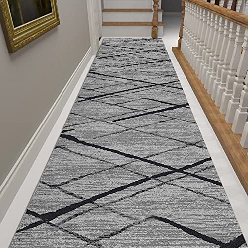 YJRBZ Flur Runner Teppich grau Langen Teppich mit Rutschfester Gummiunterlage Indoor Outdoor Carpet Runner für Küchenbad Schlafzimmer oder Treppen (Size : 120×300cm) von YJRBZ