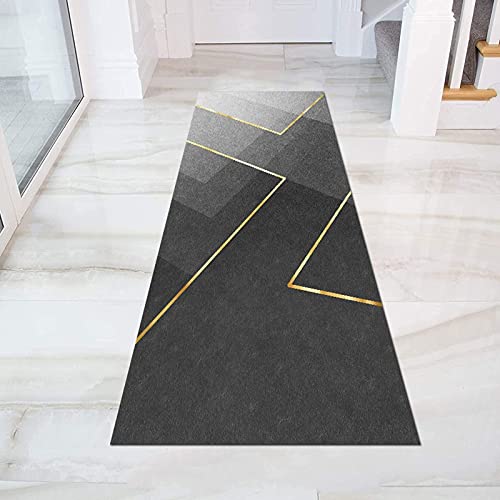 YJRBZ Moderne graue Schwarze Runner Teppiche Gummi gesichert Sehr Langer Flur Hall Runner Schmale Teppiche Custom Länge - 1m 150 cm 200 cm 250 cm 300 cm 350 cm 4m 5m 6m 6m (Size : 120×250cm) von YJRBZ