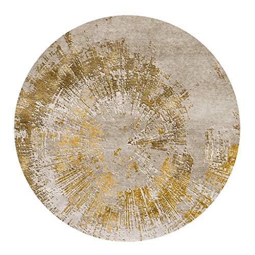 YJRBZ Modernes Grau und Gold Rund Teppich Rund Teppich Wohnzimmer Couchtisch Decke Schlafzimmer Rund hängender Korb Mat Computer-Stuhl-Kissen (Size : Diameter 100cm) von YJRBZ