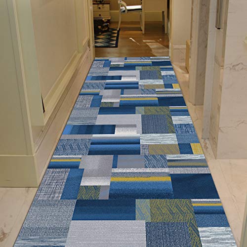 YJRBZ Runner Teppich Teppichläufer for Flur, 1m / 1,5m / 2m / 2,5m / 3m / 3,5m / 4m / 4,5m / 5m / 5,5m / 6m Lange Teppiche, Breite 60cm 80 cm 100 cm 120cm - blau (Size : 60×450cm) von YJRBZ