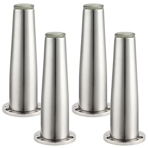 YJRZYQKXKL Sofafüße, Möbelfüße Verstellbar Möbelfüsse Silber Sockelfuß Sofafüsse Möbelbeine Stützbeinen Zinklegierung | Höhe: 8-15 cm Konisch Beine Kleiderschrank Beine, 4× Couche Beine (10cm,Silber) von YJRZYQKXKL