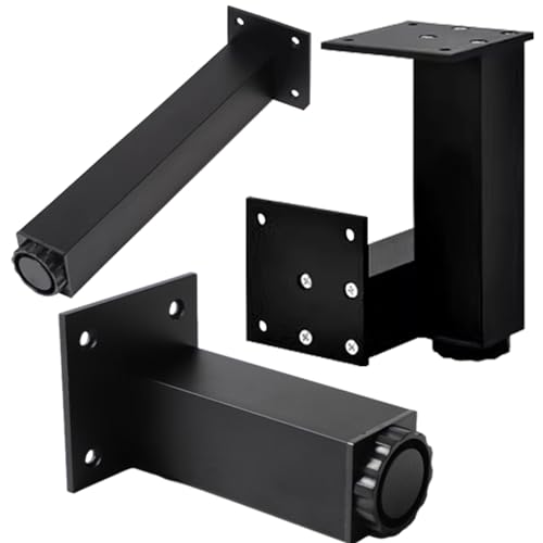 YJRZYQKXKL Couchtischbeine Höhenverstellbar, 4 Stück Quadrat Möbelfüße Schwarz Aluminiumlegierung | Eloxierte Oberfläche Couchtischfüße Höhe: 3-40cm Mobelbeine Tischbeine-18cm/7 von YJRZYQKXKL