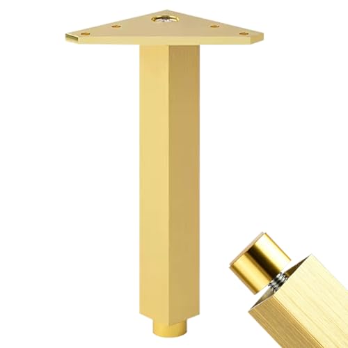 YJRZYQKXKL Schrankfüße Gold, 4 Stück Höhenverstellbar Möbelfüße Quadrat Aluminiumlegierung | Eloxierte Oberfläche Mobelbeine Höhe: 6-30cm Sockelfuß Tischbeine Sofabeine-18cm/7 von YJRZYQKXKL