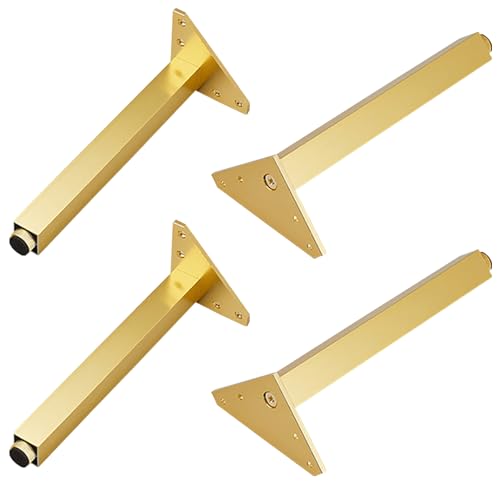 YJRZYQKXKL Schrankfüße Gold, 4 Stück Höhenverstellbar Möbelfüße Quadrat Mobelbeine Höhe: 6-30cm Sockelfuß Aluminiumlegierung | Eloxierte Oberfläche | Sideboard Nachtschrank Füße-20cm/7.9" von YJRZYQKXKL