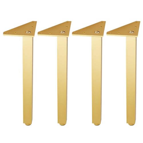 YJRZYQKXKL Schrankfüße Gold, 4 Stück Höhenverstellbar Möbelfüße Quadrat Mobelbeine Höhe: 6-30cm Sockelfuß Aluminiumlegierung | Eloxierte Oberfläche | Sideboard Nachtschrank Füße-25cm/9.8" von YJRZYQKXKL