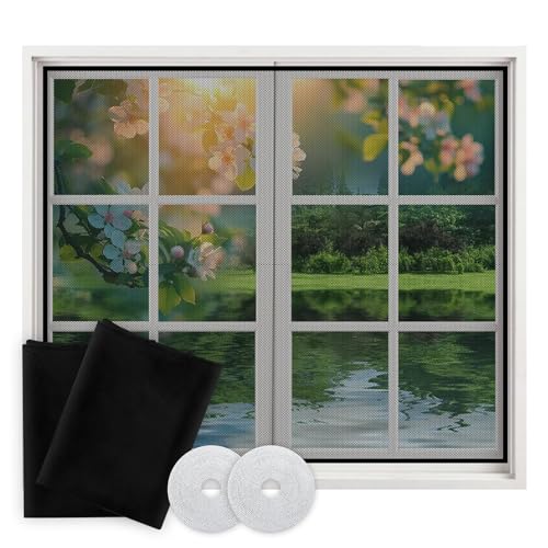 2 Stück Mückenschutz Fliegengitter Fenster, 150x130cm Mückennetz Fenster, Zuschneidbar Fenster Fensternetz, für Fliegen Bug Bee Moskito Schutz Mesh DIY von YJSDDNTY