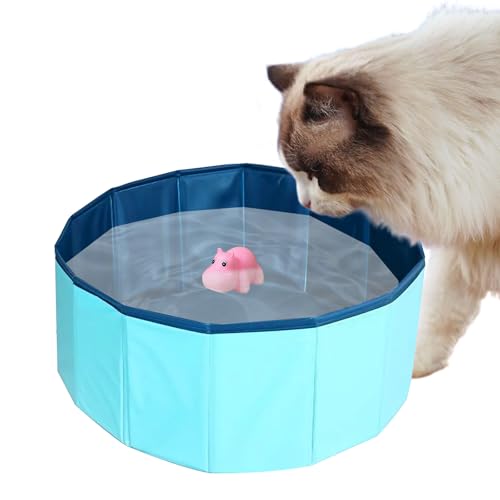 YJSDDNTY Katzen Pool,Faltbarer Haustierpool,30 * 10CM tragbares Katzenpool，Faltbar rutschfest für Kleine Haustier,Planschbecken für Haustiere Blau von YJSDDNTY
