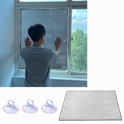 YJSGHRHL Sonnenschutz Fensterfolie, Wärmedämmung Alufolie für Dachfenster, Doppelte Aluminisierte Reflektierende Isolierfolie, Dämmfolie Sichtschutzfolie mit Saugnapf für Heimbüro Verdunkelungs von YJSGHRHL