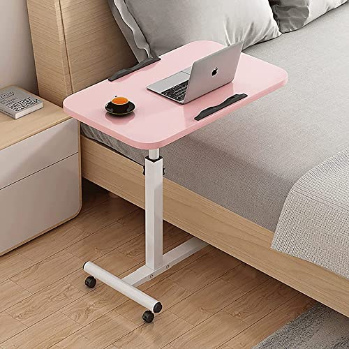 YJSGNMZA Medizinischer Rolltisch mit Rädern – Verstellbarer Laptop-Schreibtisch für Büro, Krankenhaus und Sofa – Tragbares und vielseitiges Nachttischtablett (Pink) von YJSGNMZA