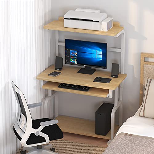 YJSGNMZA PC-Laptop-Workstation im einfachen Stil mit Tastaturablage und Druckerablage, kompakter Home-Office-Schreibtisch für eine effiziente Arbeitsplatzorganisation (Natur 24 Zoll) von YJSGNMZA