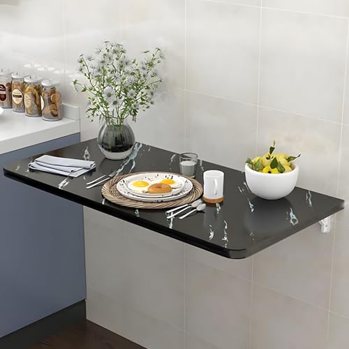 YJSGNMZA Vielseitiger Arbeits- und Esstisch, platzsparendes Design, multifunktionaler Hängetisch für Home Office und kleine Räume, ideal zum Arbeiten und Essen (Schwarze Textur, 100 x 30 cm) von YJSGNMZA