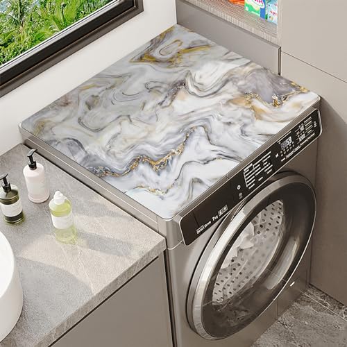 Mikrofaser Waschmaschinen- Und Trockner-Abdeckung Gemustert Marmor-Optik Für Große Haushaltsgeräte In Der Küche Universal Top Protector Mat Wasserdicht WäScherei Zimmer Bäderr (Farbe 6, 60 x50 cm) von YJSZY